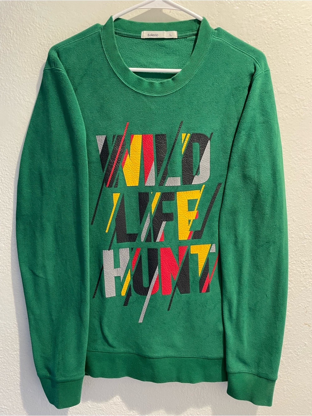 Graphic Fleece Green Crewneck Sweatshirt Streetwear Vibe Men's Large